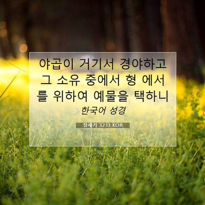 Picture 07 - 창세기 32:13 KOR - 야곱이 거기서 경야하고 그 소유 - Bible Verse Picture