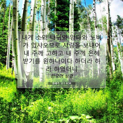Picture 07 - 창세기 32:5 KOR - 내게 소와 나귀와 양떼와 노비가 - Bible Verse Picture