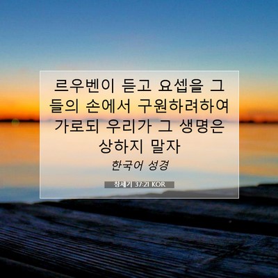 Picture 07 - 창세기 37:21 KOR - 르우벤이 듣고 요셉을 그들의 손에서 - Bible Verse Picture