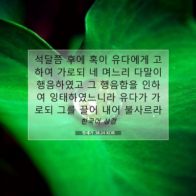Picture 07 - 창세기 38:24 KOR - 석달쯤 후에 혹이 유다에게 고하여 - Bible Verse Picture