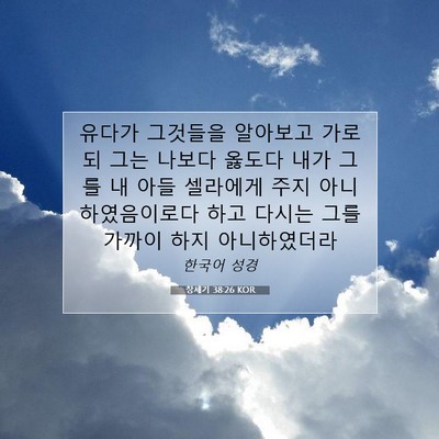 Picture 07 - 창세기 38:26 KOR - 유다가 그것들을 알아보고 가로되 - Bible Verse Picture