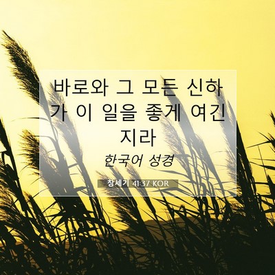Picture 07 - 창세기 41:37 KOR - 바로와 그 모든 신하가 이 일을 좋게 - Bible Verse Picture