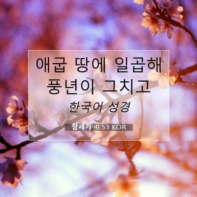 Picture 07 - 창세기 41:53 KOR - 애굽 땅에 일곱해 풍년이 - Bible Verse Picture