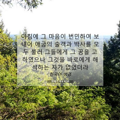 Picture 07 - 창세기 41:8 KOR - 아침에 그 마음이 번민하여 보내어 - Bible Verse Picture