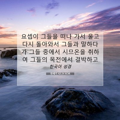 Picture 07 - 창세기 42:24 KOR - 요셉이 그들을 떠나 가서 울고 다시 - Bible Verse Picture