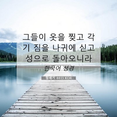 Picture 07 - 창세기 44:13 KOR - 그들이 옷을 찢고 각기 짐을 나귀에 - Bible Verse Picture