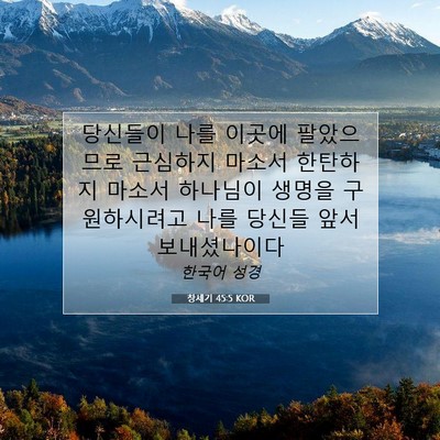 Picture 07 - 창세기 45:5 KOR - 당신들이 나를 이곳에 팔았으므로 - Bible Verse Picture