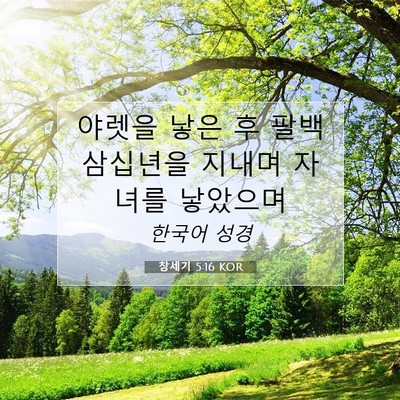 Picture 07 - 창세기 5:16 KOR - 야렛을 낳은 후 팔백 삼십년을 - Bible Verse Picture