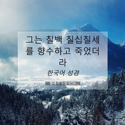 Picture 07 - 창세기 5:31 KOR - 그는 칠백 칠십칠세를 향수하고 - Bible Verse Picture