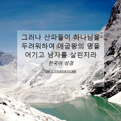Picture 07 - 출애굽기 1:17 KOR - 그러나 산파들이 하나님을 - Bible Verse Picture