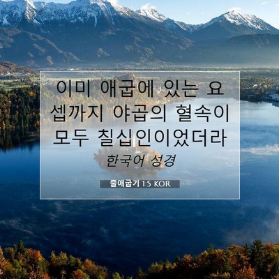 Picture 07 - 출애굽기 1:5 KOR - 이미 애굽에 있는 요셉까지 야곱의 - Bible Verse Picture