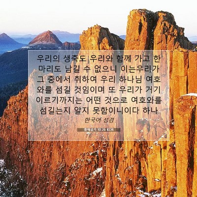 Picture 07 - 출애굽기 10:26 KOR - 우리의 생축도 우리와 함께 가고 한 - Bible Verse Picture