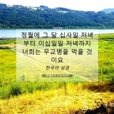 Picture 07 - 출애굽기 12:18 KOR - 정월에 그 달 십사일 저녁부터 - Bible Verse Picture