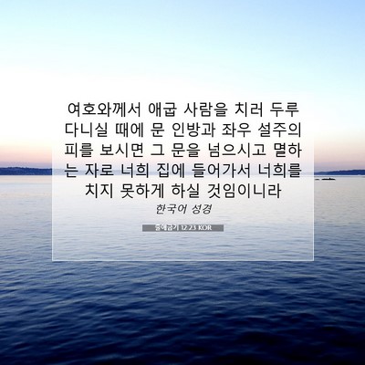 Picture 07 - 출애굽기 12:23 KOR - 여호와께서 애굽 사람을 치러 두루 - Bible Verse Picture