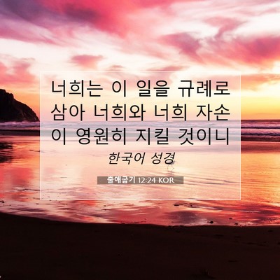 Picture 07 - 출애굽기 12:24 KOR - 너희는 이 일을 규례로 삼아 너희와 - Bible Verse Picture