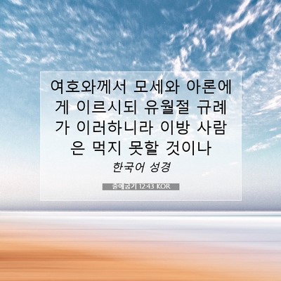 Picture 07 - 출애굽기 12:43 KOR - 여호와께서 모세와 아론에게 - Bible Verse Picture