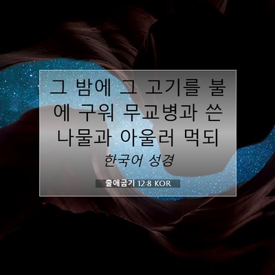 Picture 07 - 출애굽기 12:8 KOR - 그 밤에 그 고기를 불에 구워 - Bible Verse Picture