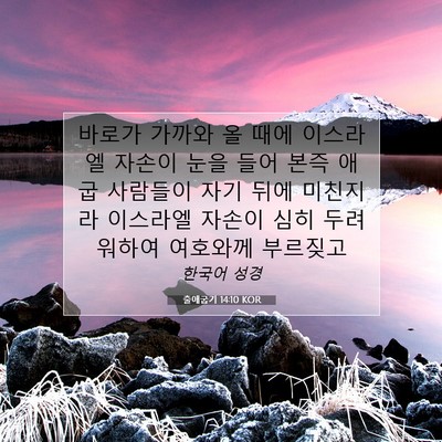 Picture 07 - 출애굽기 14:10 KOR - 바로가 가까와 올 때에 이스라엘 - Bible Verse Picture