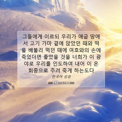Picture 07 - 출애굽기 16:3 KOR - 그들에게 이르되 우리가 애굽 땅에서 - Bible Verse Picture