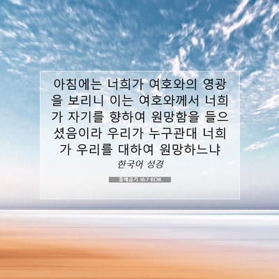 Picture 07 - 출애굽기 16:7 KOR - 아침에는 너희가 여호와의 영광을 - Bible Verse Picture