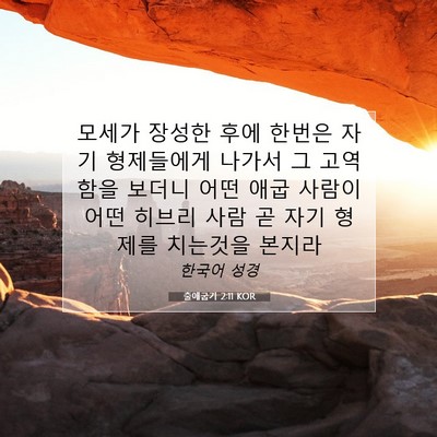 Picture 07 - 출애굽기 2:11 KOR - 모세가 장성한 후에 한번은 자기 - Bible Verse Picture