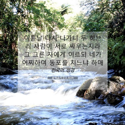 Picture 07 - 출애굽기 2:13 KOR - 이튿날 다시 나가니 두 히브리 - Bible Verse Picture