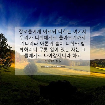 Picture 07 - 출애굽기 24:14 KOR - 장로들에게 이르되 너희는 여기서 - Bible Verse Picture