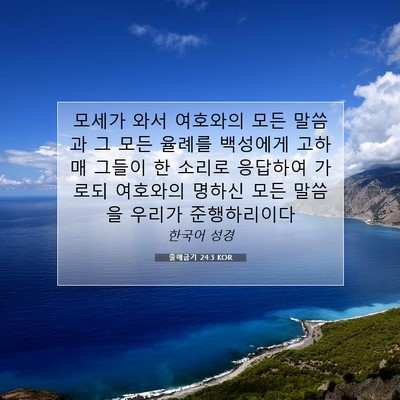 Picture 07 - 출애굽기 24:3 KOR - 모세가 와서 여호와의 모든 말씀과 - Bible Verse Picture