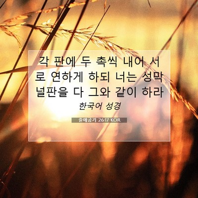 Picture 07 - 출애굽기 26:17 KOR - 각 판에 두 촉씩 내어 서로 연하게 - Bible Verse Picture