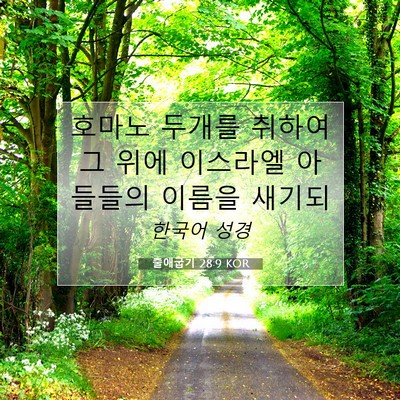 Picture 07 - 출애굽기 28:9 KOR - 호마노 두개를 취하여 그 위에 - Bible Verse Picture