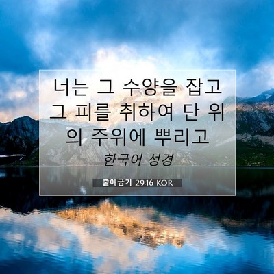 Picture 07 - 출애굽기 29:16 KOR - 너는 그 수양을 잡고 그 피를 취하여 - Bible Verse Picture