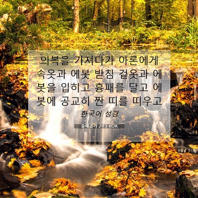 Picture 07 - 출애굽기 29:5 KOR - 의복을 가져다가 아론에게 속옷과 - Bible Verse Picture