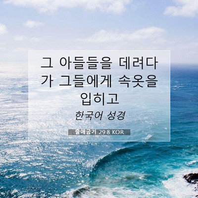 Picture 07 - 출애굽기 29:8 KOR - 그 아들들을 데려다가 그들에게 - Bible Verse Picture