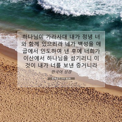 Picture 07 - 출애굽기 3:12 KOR - 하나님이 가라사대 내가 정녕 너와 - Bible Verse Picture