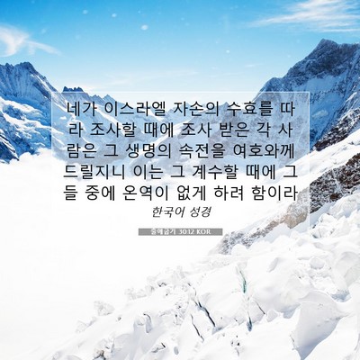 Picture 07 - 출애굽기 30:12 KOR - 네가 이스라엘 자손의 수효를 따라 - Bible Verse Picture