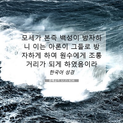 Picture 07 - 출애굽기 32:25 KOR - 모세가 본즉 백성이 방자하니 이는 - Bible Verse Picture