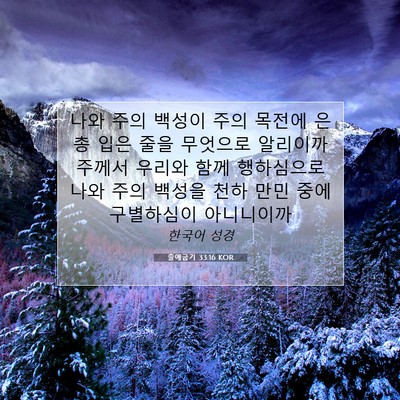 Picture 07 - 출애굽기 33:16 KOR - 나와 주의 백성이 주의 목전에 은총 - Bible Verse Picture