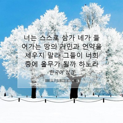 Picture 07 - 출애굽기 34:12 KOR - 너는 스스로 삼가 네가 들어가는 - Bible Verse Picture