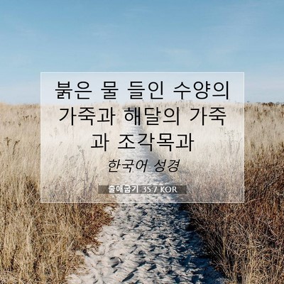 Picture 07 - 출애굽기 35:7 KOR - 붉은 물 들인 수양의 가죽과 해달의 - Bible Verse Picture