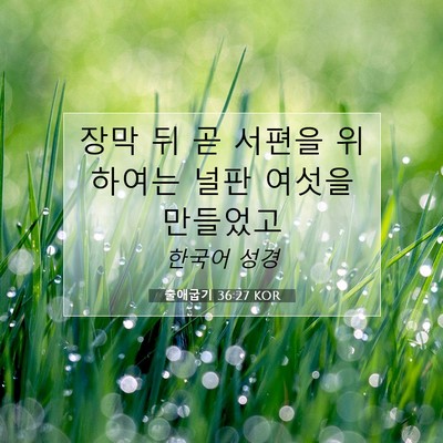 Picture 07 - 출애굽기 36:27 KOR - 장막 뒤 곧 서편을 위하여는 널판 - Bible Verse Picture