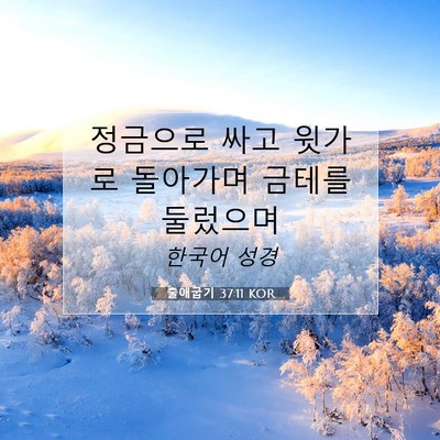Picture 07 - 출애굽기 37:11 KOR - 정금으로 싸고 윗가로 돌아가며 - Bible Verse Picture