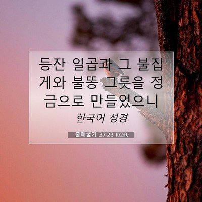 Picture 07 - 출애굽기 37:23 KOR - 등잔 일곱과 그 불집게와 불똥 - Bible Verse Picture