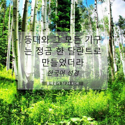 Picture 07 - 출애굽기 37:24 KOR - 등대와 그 모든 기구는 정금 한 - Bible Verse Picture