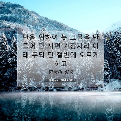 Picture 07 - 출애굽기 38:4 KOR - 단을 위하여 놋 그물을 만들어 단 - Bible Verse Picture