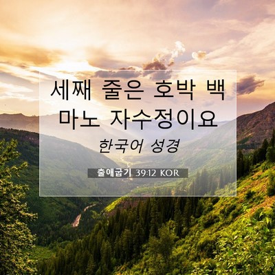 Picture 07 - 출애굽기 39:12 KOR - 세째 줄은 호박 백마노 - Bible Verse Picture