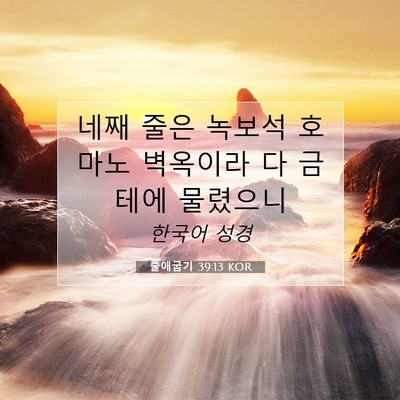 Picture 07 - 출애굽기 39:13 KOR - 네째 줄은 녹보석 호마노 벽옥이라 - Bible Verse Picture