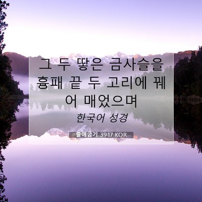 Picture 07 - 출애굽기 39:17 KOR - 그 두 땋은 금사슬을 흉패 끝 두 - Bible Verse Picture