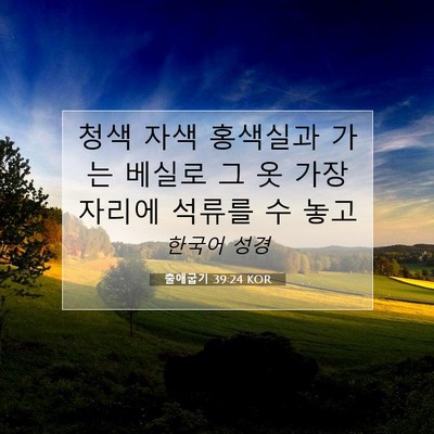 Picture 07 - 출애굽기 39:24 KOR - 청색 자색 홍색실과 가는 베실로 그 - Bible Verse Picture