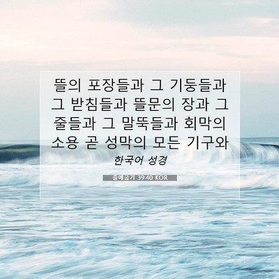 Picture 07 - 출애굽기 39:40 KOR - 뜰의 포장들과 그 기둥들과 그 - Bible Verse Picture