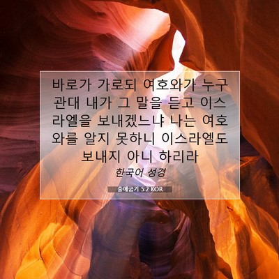Picture 07 - 출애굽기 5:2 KOR - 바로가 가로되 여호와가 누구관대 - Bible Verse Picture